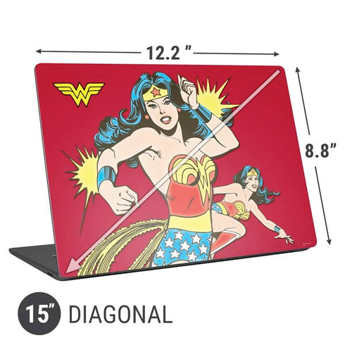 DC Comics Wonder Woman Vintage Action pose Universal Laptop 15in (12.2 x 8.8in) Skin